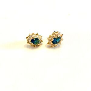 Elegant Gold and Blue Stud Earrings